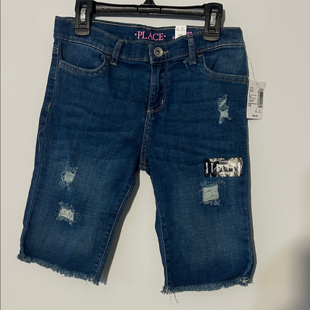 Place Blue Distressed Denim Shorts